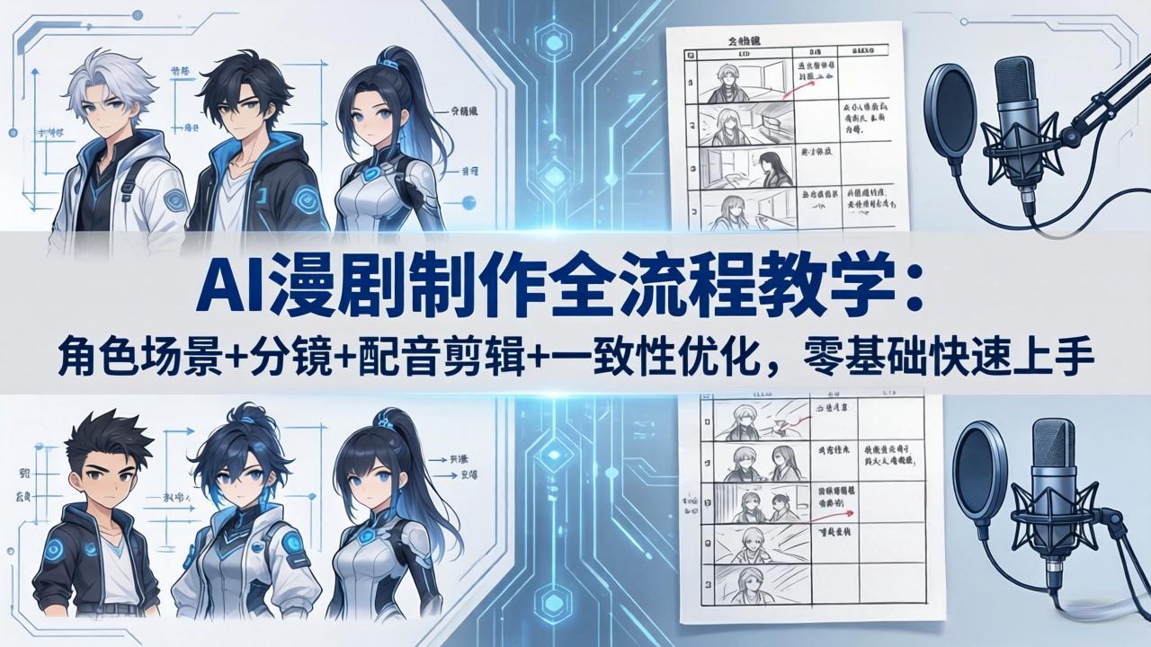 图片[1]-AI漫剧制作全流程教学：角色场景+分镜+配音剪辑+一致性优化，零基础快速上手-全民创业网