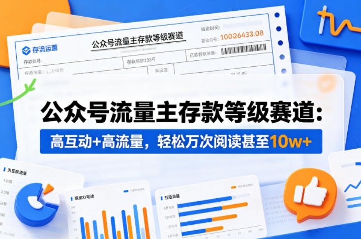 公众号流量主之存款等级赛道，高互动+高流量，轻松达到万次阅读，甚至10w+-全民创业网