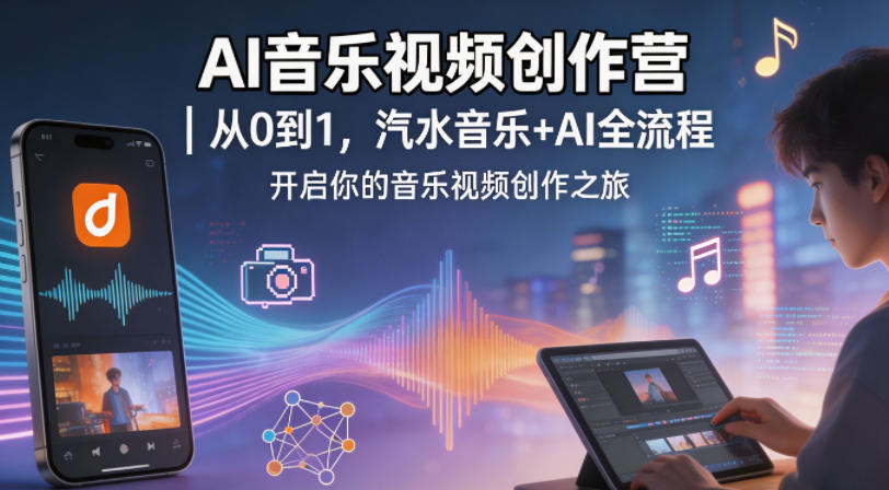 AI音乐视频创作营｜从0到1，汽水音乐+AI全流程，开启你的音乐视频创作之旅-全民创业网